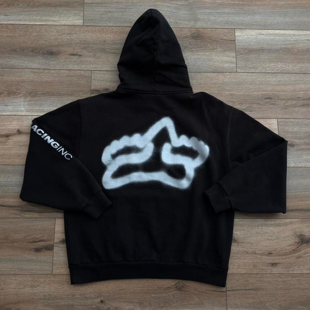 Grail Travis scott x catcus jack x Fox Racing Black Siver Hoodie Size Large